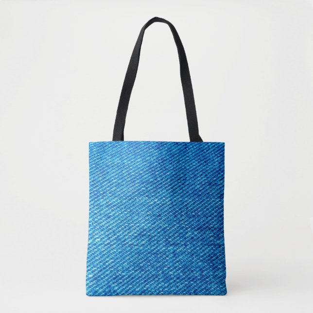 Denim fabric jeans blue jeans tote bag (Front)