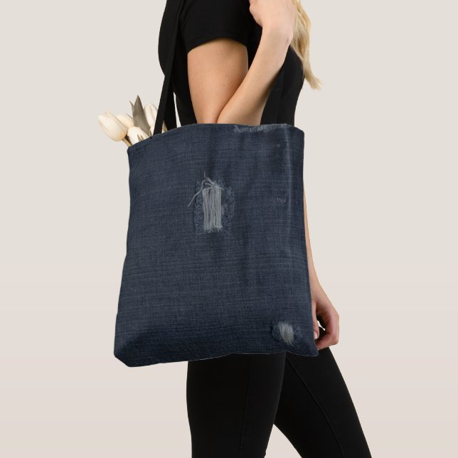 Denim Fabric PHOTO (Not Real Denim) Tote Bag (Close Up)
