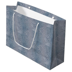 Denim Fashion Christmas Snowflakes Pattern Large Gift Bag