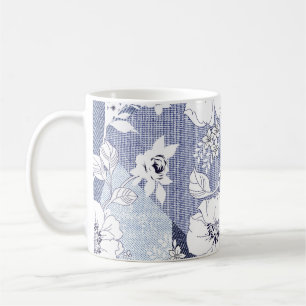 Denim flower patchwork, seamless pattern. coffee mug