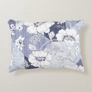 Denim flower patchwork, seamless pattern. decorative cushion