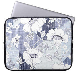 Denim flower patchwork, seamless pattern. laptop sleeve