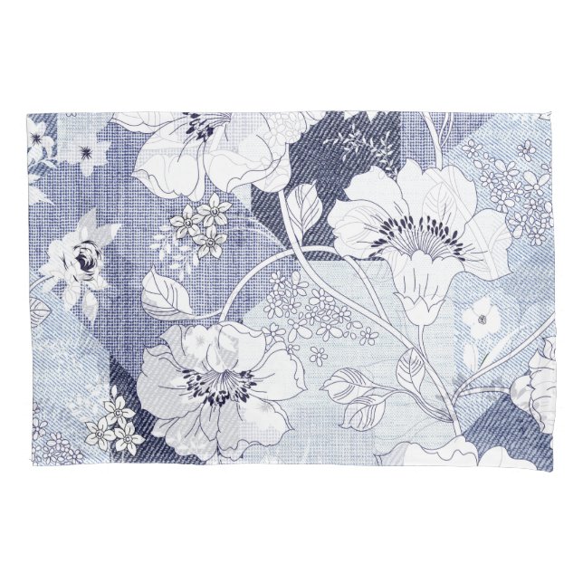 Denim flower patchwork, seamless pattern. pillowcase (Front)