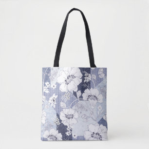 Denim flower patchwork, seamless pattern. tote bag