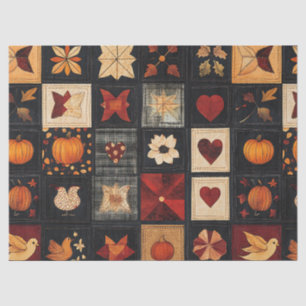 Denim Folk Art Quilt Pattern Rustic Autumn Patch Tissue Paper