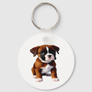 Denim Jacket Boxer Dog Key Ring