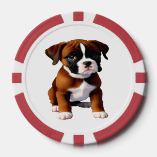 Denim Jacket Boxer Dog Poker Chips