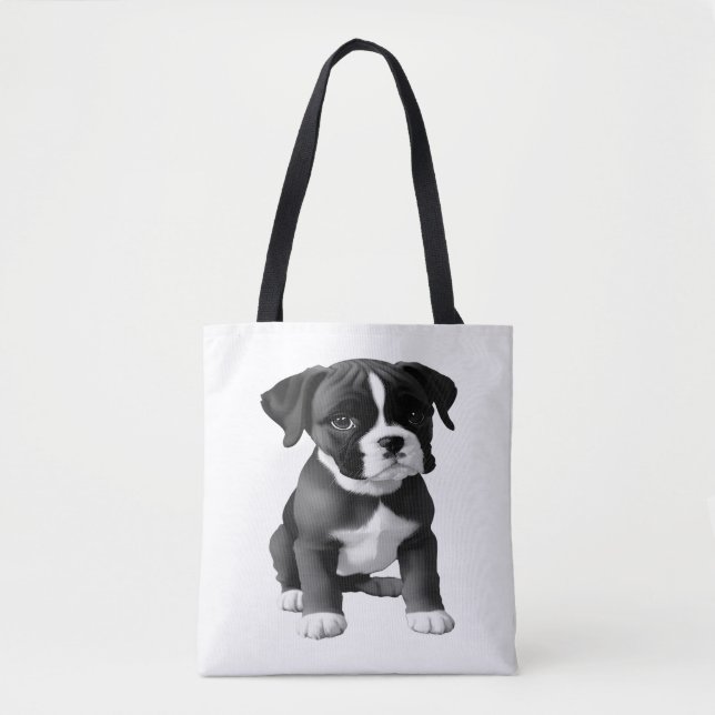 Denim Jacket Boxer Dog Tote Bag (Front)