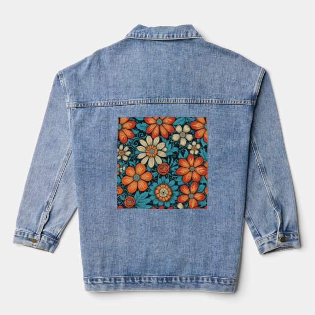 Denim Jacket Floral Folk Style (Back)