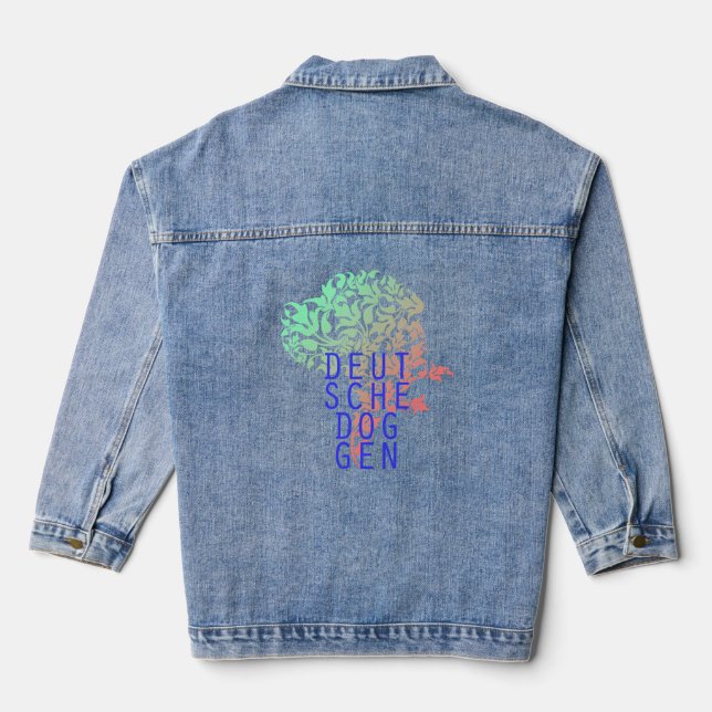 Denim Jacket Great Dane Illustration Floral (Back)