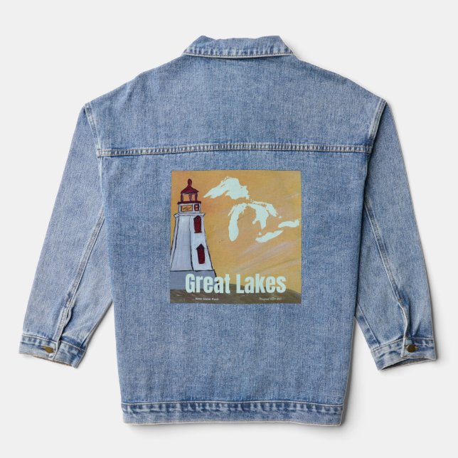 Denim Jacket Great Lakes Wearable Art (Back)