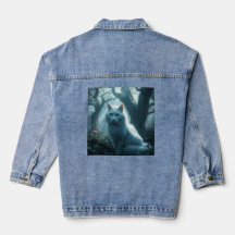 Denim Jacket white cat on back