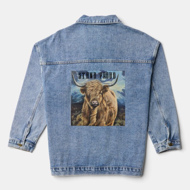 Denim Jacket With Highland Bull (Back)