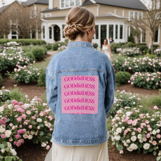 Denim Jacket with Pink GODdidDESS letters