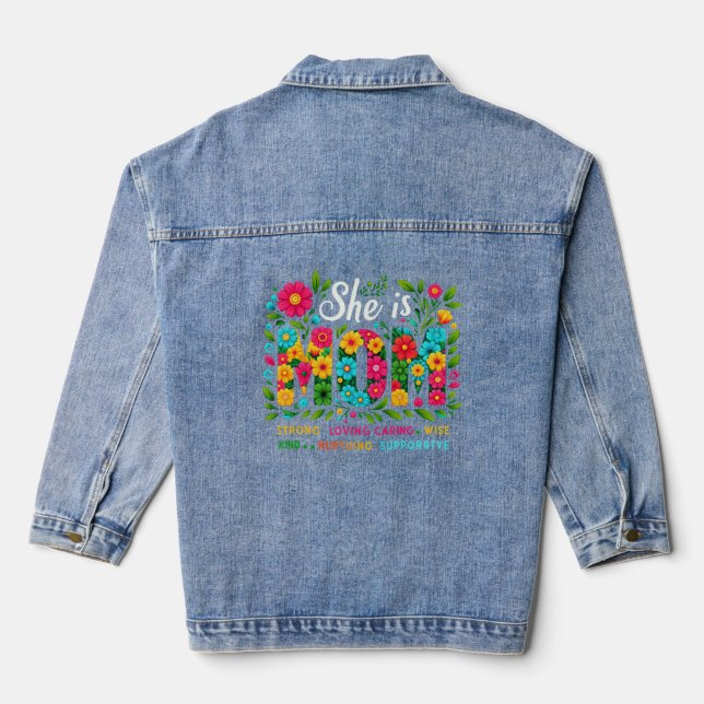 Denim Jacket with She Is Mum  (Back)