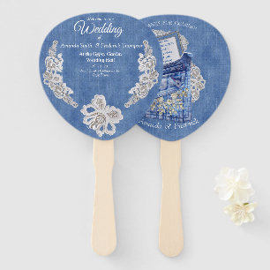 Denim Jean pockets and Lace Hand Fan