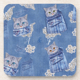 Denim Jean pockets,Kittens and Lace Coaster