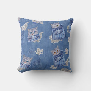 Denim Jean pockets,Kittens and Lace Cushion