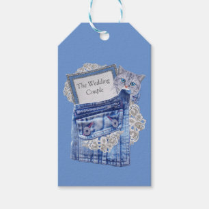 Denim Jean pockets,Kittens and Lace Gift Tags