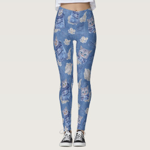 Denim Jean pockets,Kittens and Lace Leggings