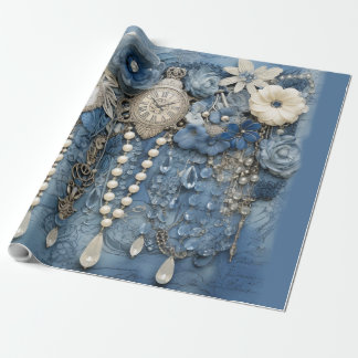 Denim Jean pockets,Kittens and Lace Wrapping Paper