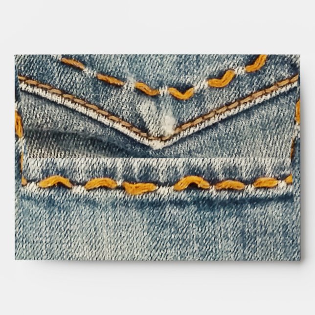 Denim Jean Stitched Pocket Birthday Party Envelope (Back (Top Flap))