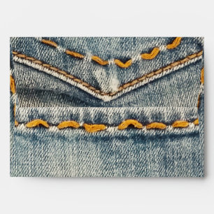 Denim Jean Stitched Pocket Birthday Party Envelope