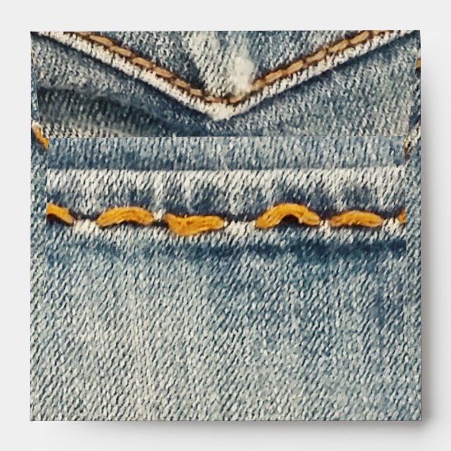 Denim Jean Stitched Pocket Party Invitation Envelopes (Back (Top Flap))