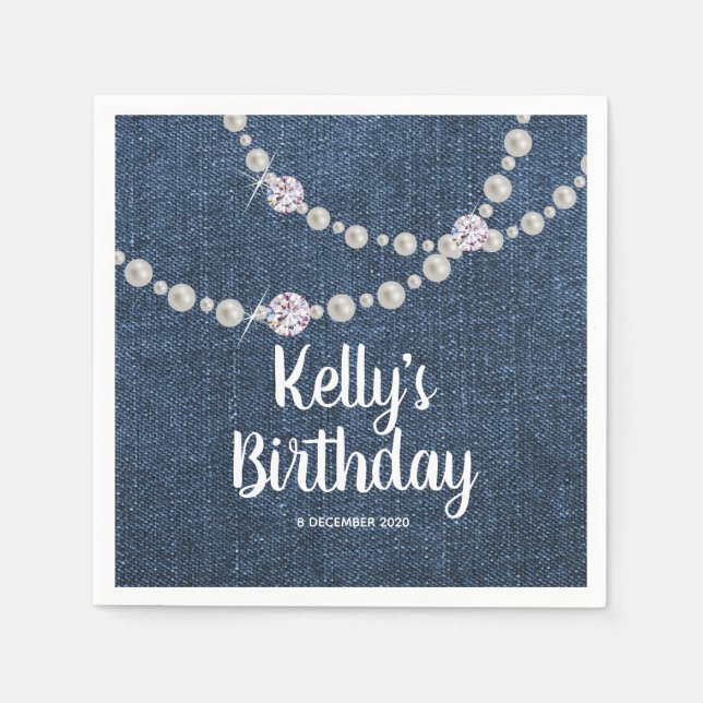 Denim, jeans Cocktail Paper Napkins (Front)