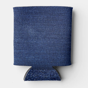 Denim jeans fabric: textured background. can cooler