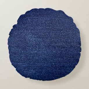 Denim jeans fabric: textured background. round cushion