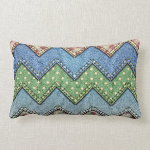 Denim jeans patchwork pattern pillow