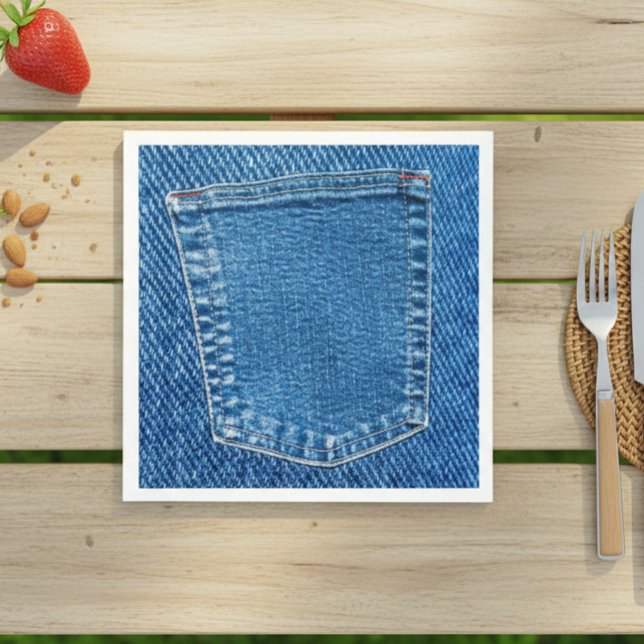 Denim Jeans Pocket Western Country Wedding Party Napkin (Creator Uploaded)