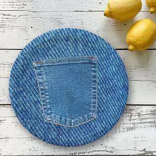 Denim Jeans Pocket Western Country Wedding Party Paper Plate