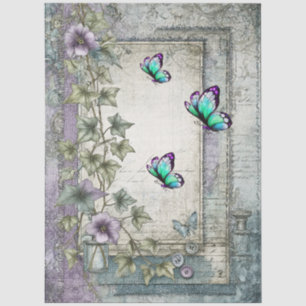 Denim & Lace Floral Fantasy Butterflies Decoupage Tissue Paper