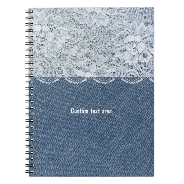 Denim & Lace Personalised Rustic Journal Notebook (Front)