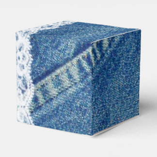 Denim & Lace Printed Wedding Favour Boxes Custom