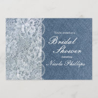 Denim & Lace Rustic Bridal Shower Party Invitation