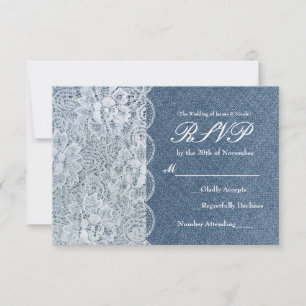Denim & Lace Rustic Romance Wedding RSVP Card