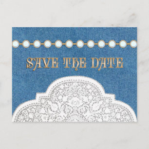 Denim Lace Save the Date POSTCARDS