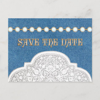 Denim Lace  Save the Date POSTCARDS