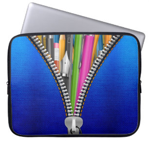 Denim Laptop Bag with Zipper Graphic