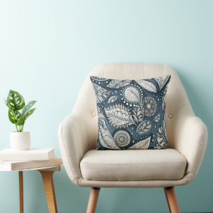 Denim Leaves 2 Cushion