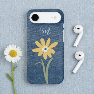Denim Look Daisy Floral Monogram