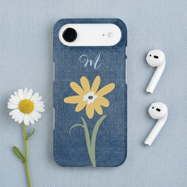 Denim Look Daisy Floral Monogram (Creator Uploaded)