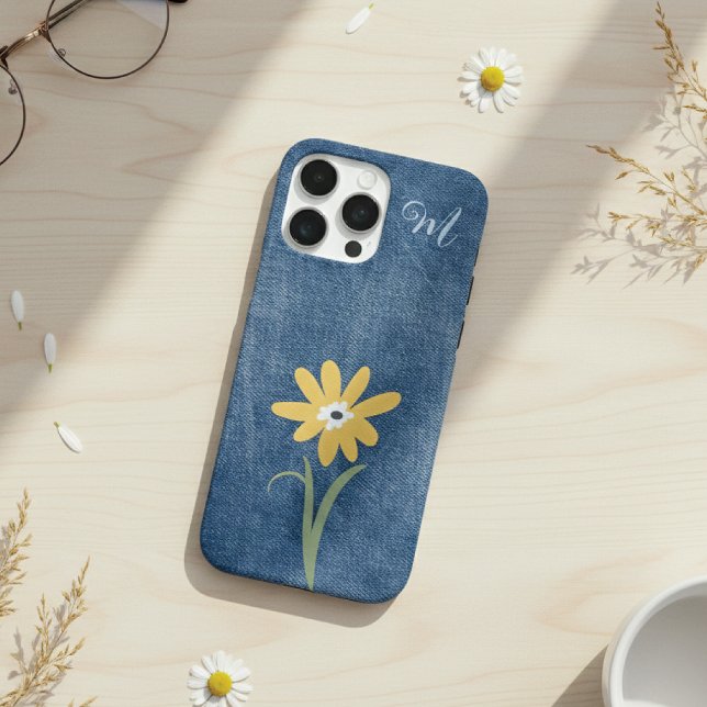 Denim Look Daisy Monogram Case-Mate iPhone Case (Creator Uploaded)