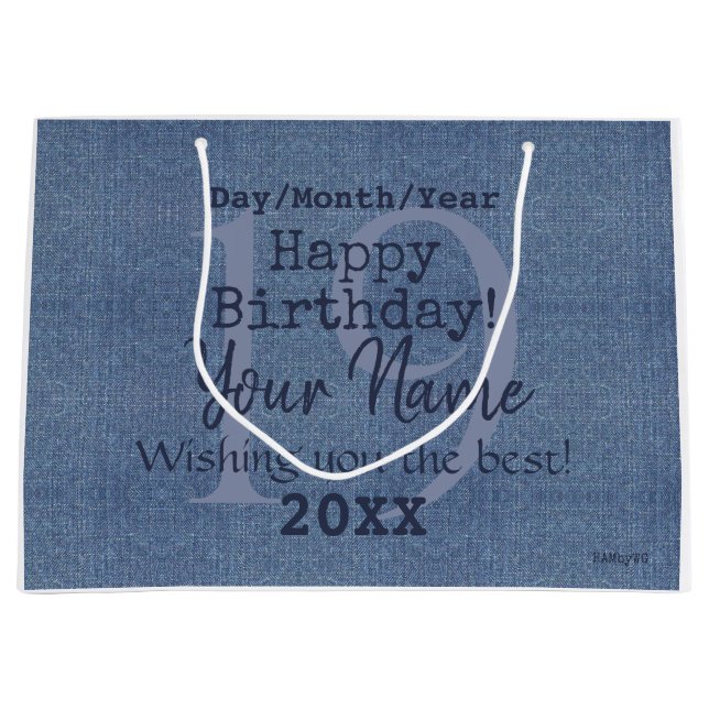 Denim Look Personalizable Gift Bag HAMbyWG (Front)