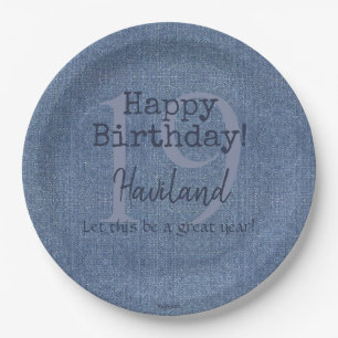 Denim Look Personalizable Paper Plate  HAMbyWG