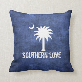Denim Look South Carolina Love Palmetto Tree Cushion