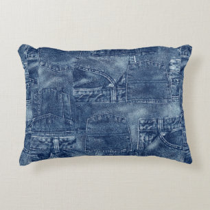 Denim material, decorative cushion